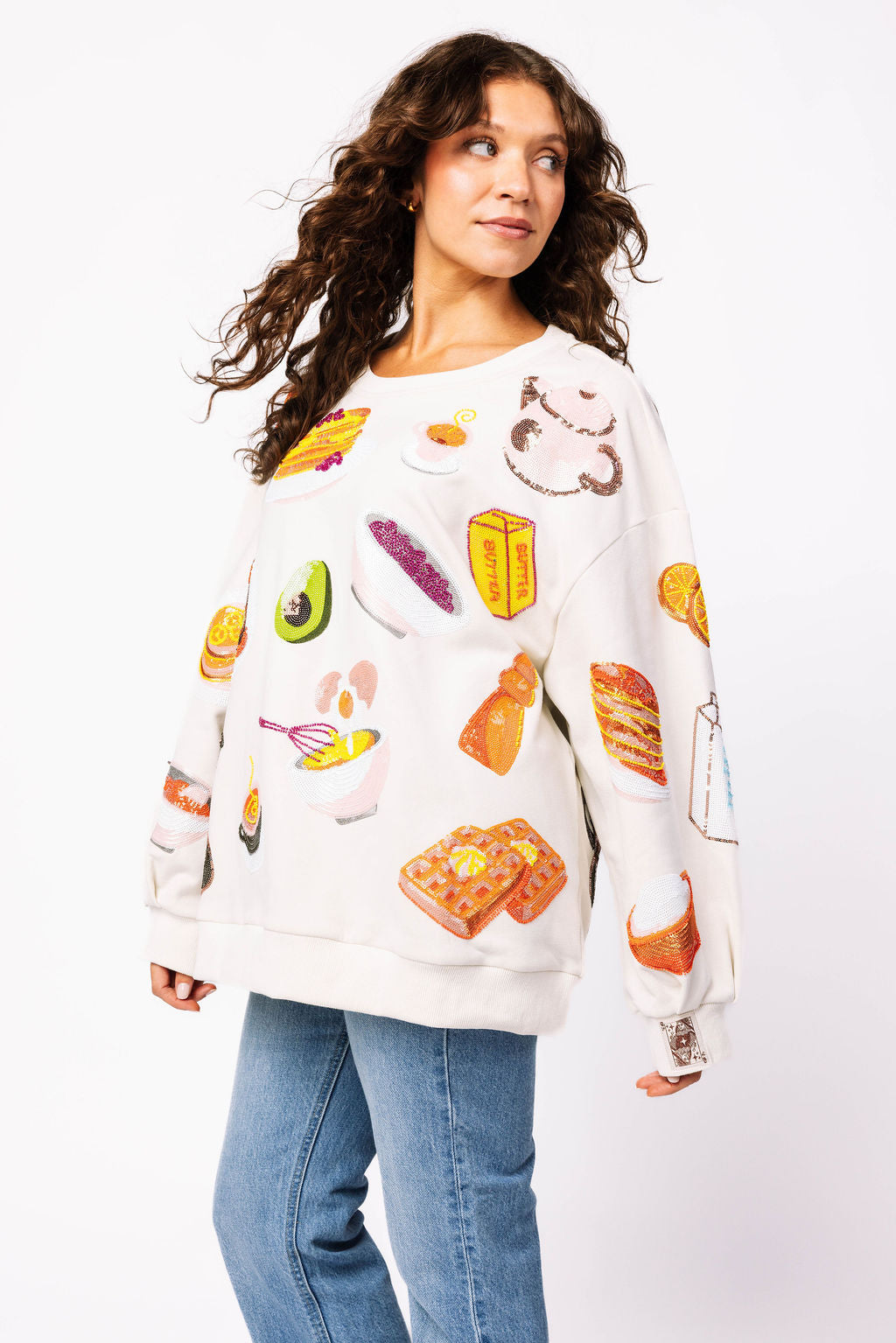 Beige Queen of Breakfast Sweatshirt