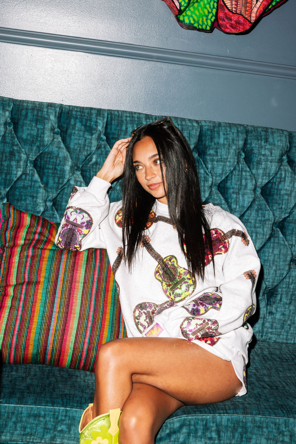 Grey Multi Guitars Short