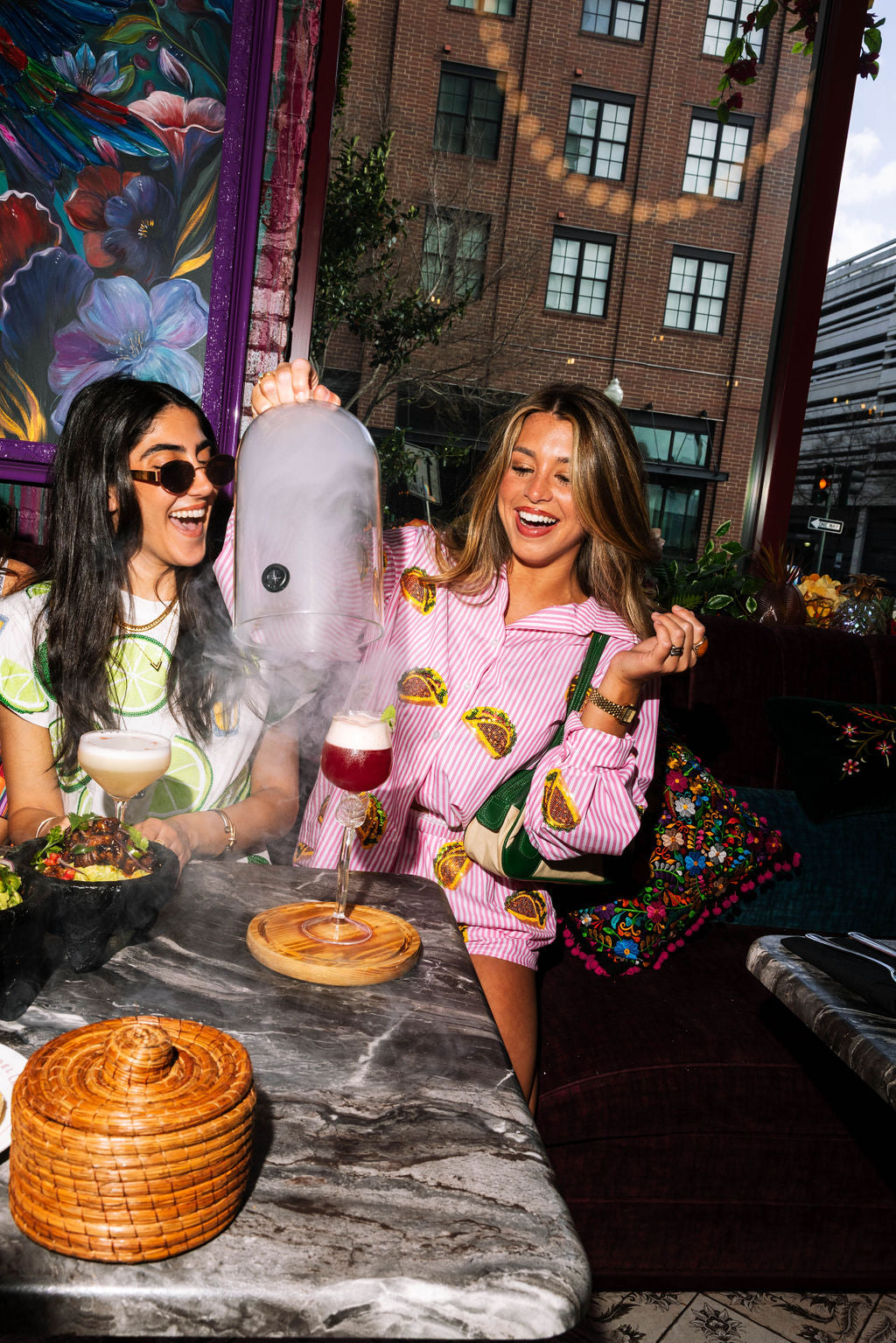 Pink & White Sequin Taco Stripe Cotton Short