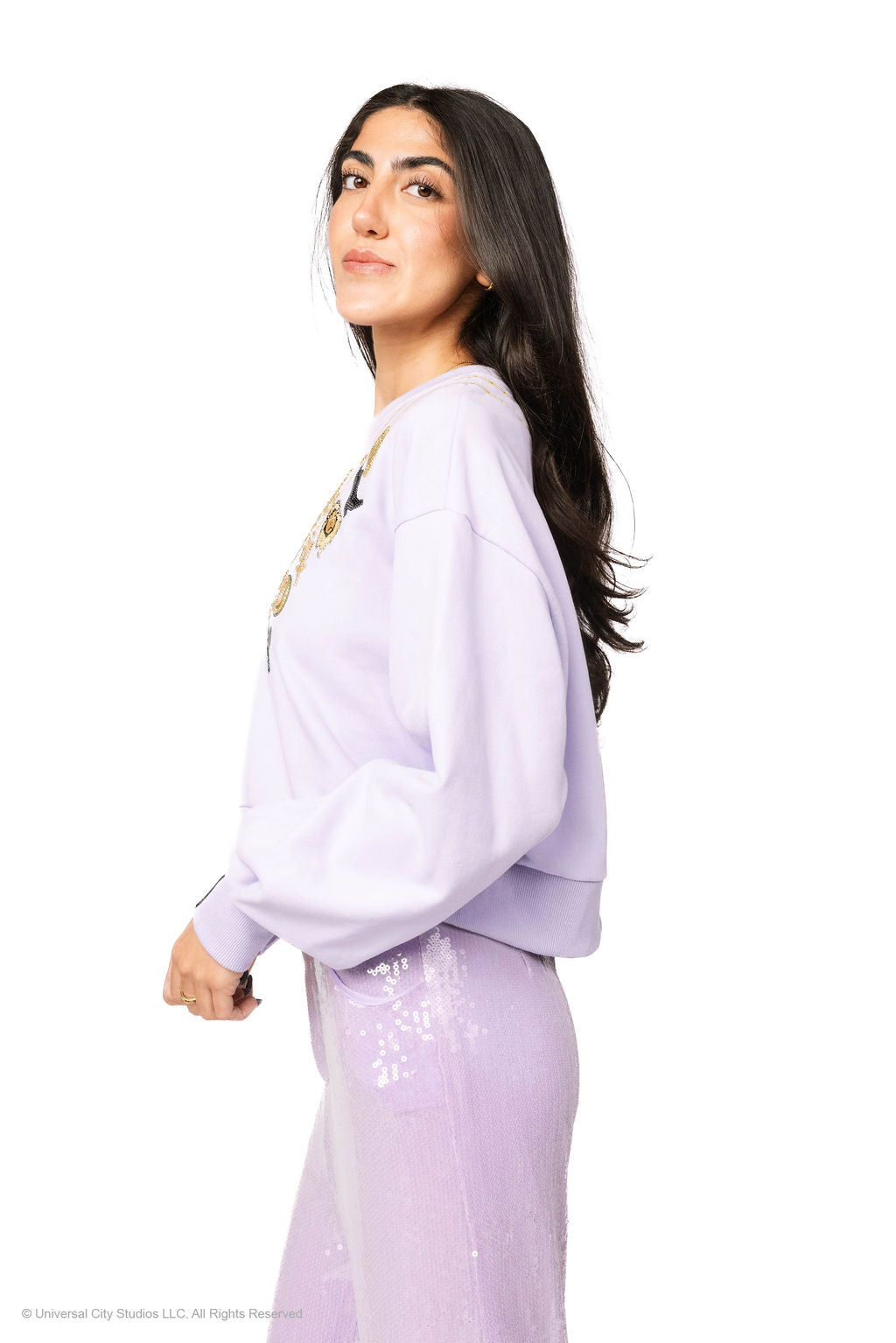 Licensed Lavender Wicked Charm Necklace Sweatshirt