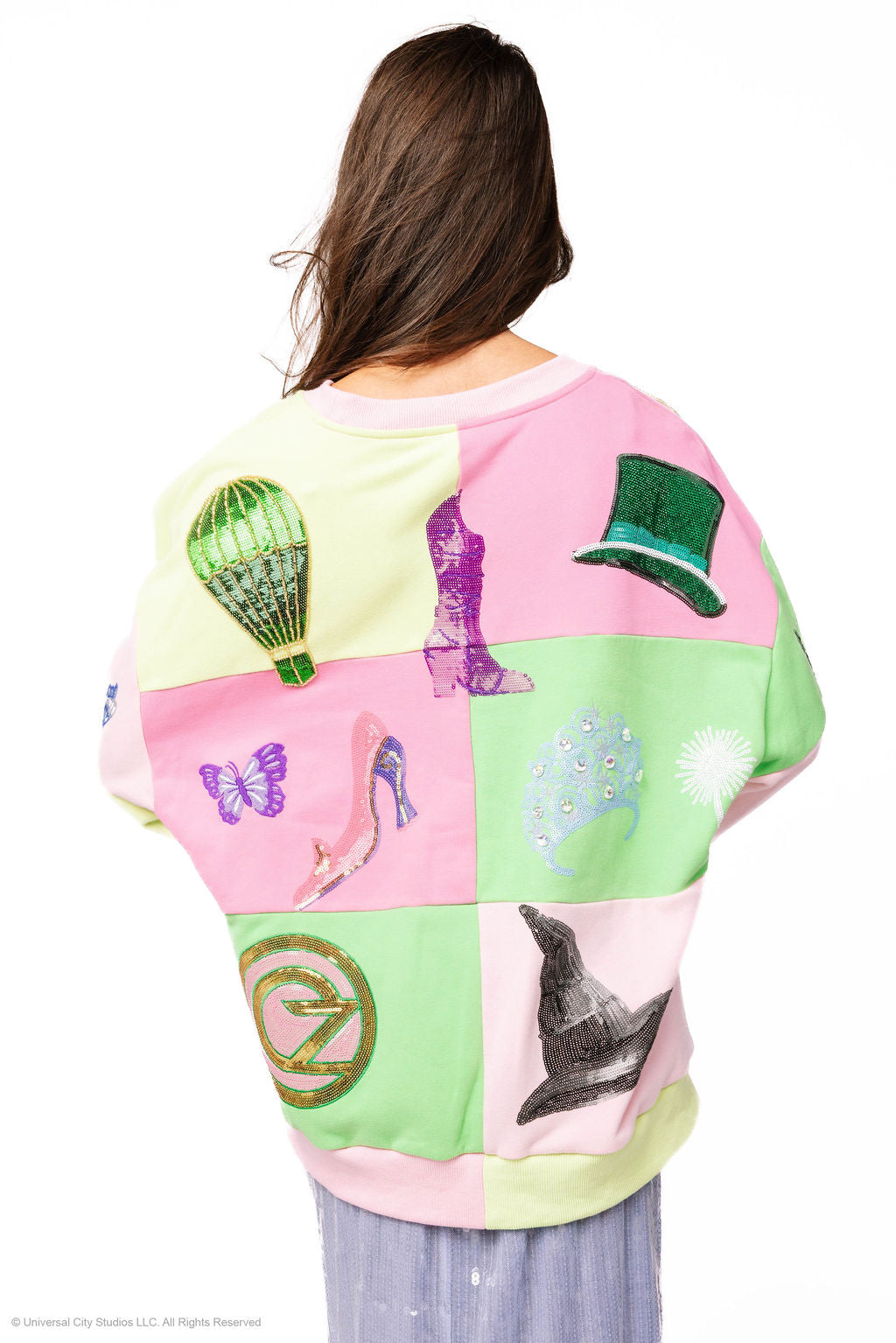 Licensed Lavender, Pink & Green Checkered Wicked Icon Sweatshirt