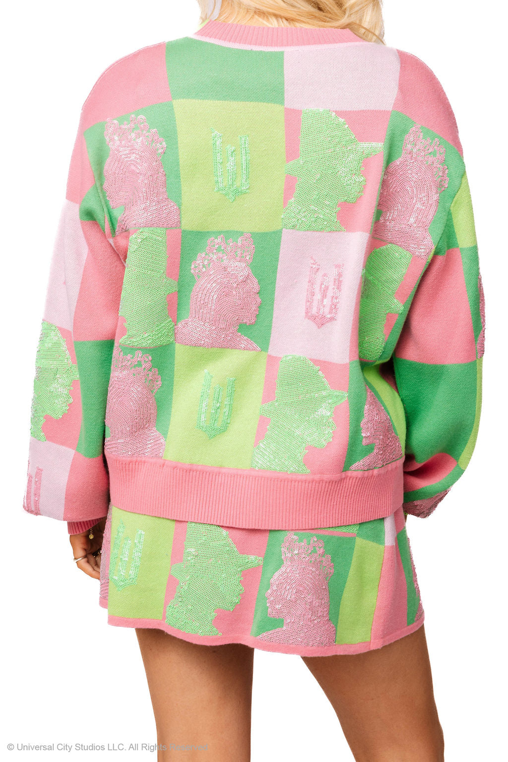 Licensed Pink & Green Colorblock Glinda and Elphaba Profile Skirt