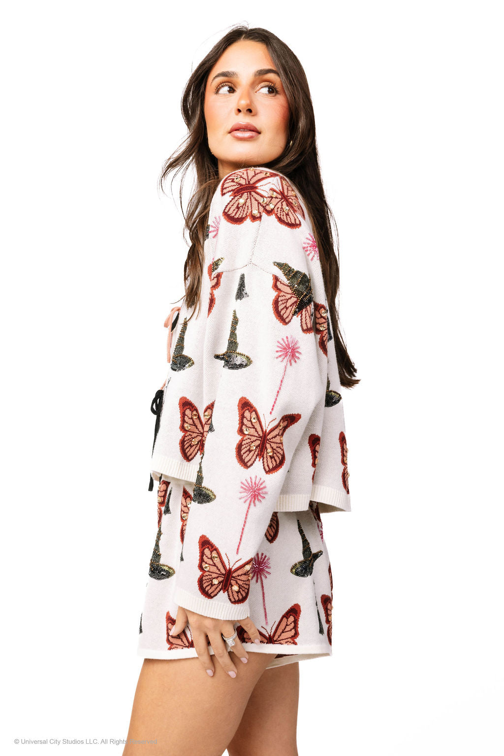 Licensed Butterfly, Broom and Wand Tie Front Cardigan