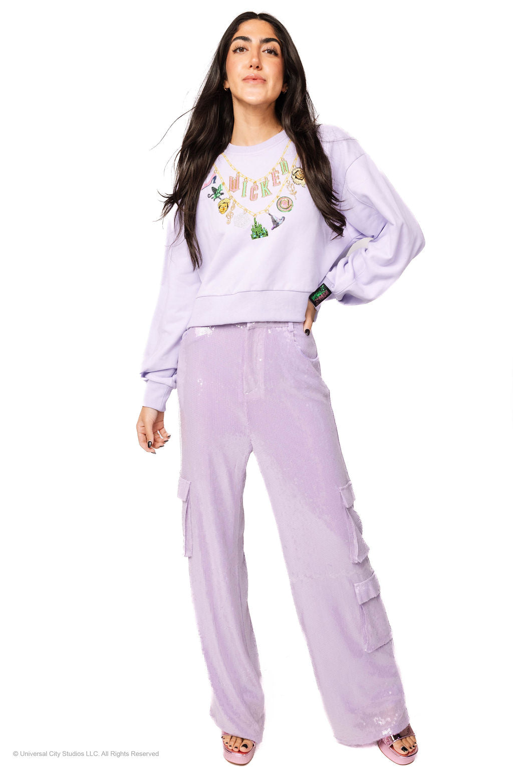 Licensed Lavender Wicked Charm Necklace Sweatshirt