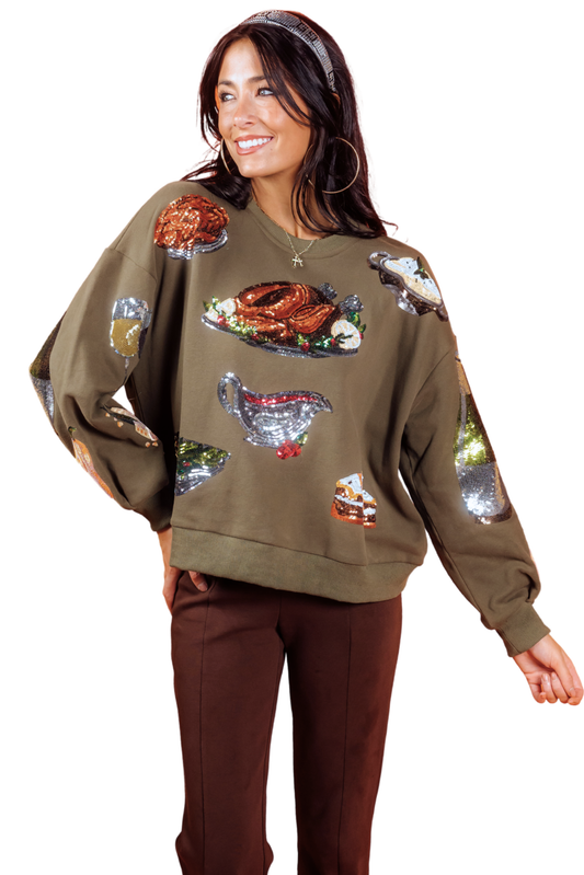 Olive Green Queen of Turkey Sweatshirt