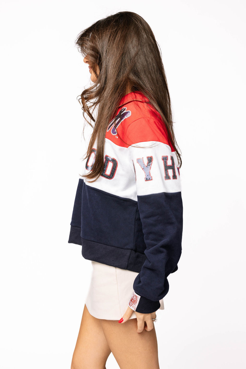 Licensed Ole Miss Quarter Zip Colorblock Sweatshirt