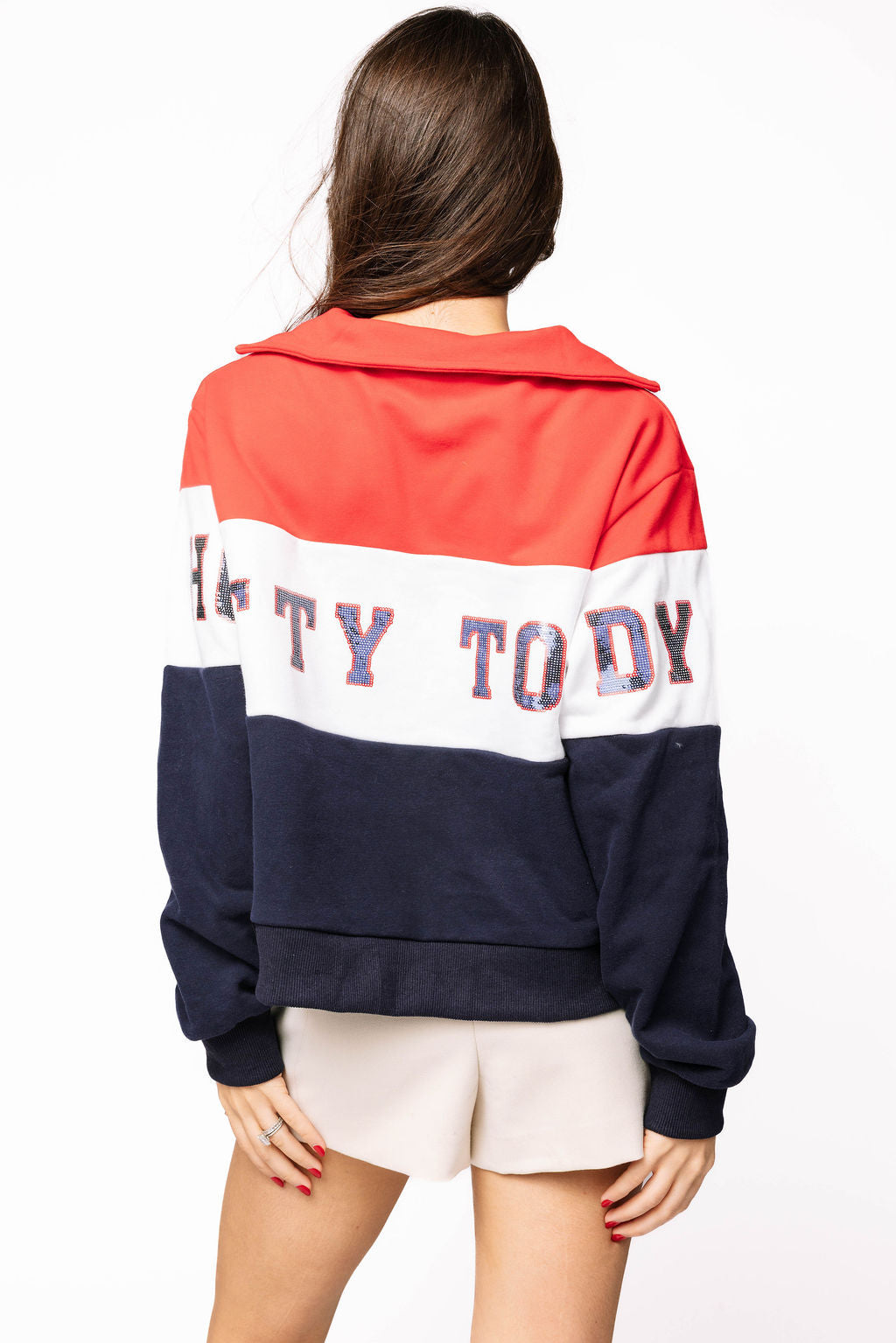 Licensed Ole Miss Quarter Zip Colorblock Sweatshirt