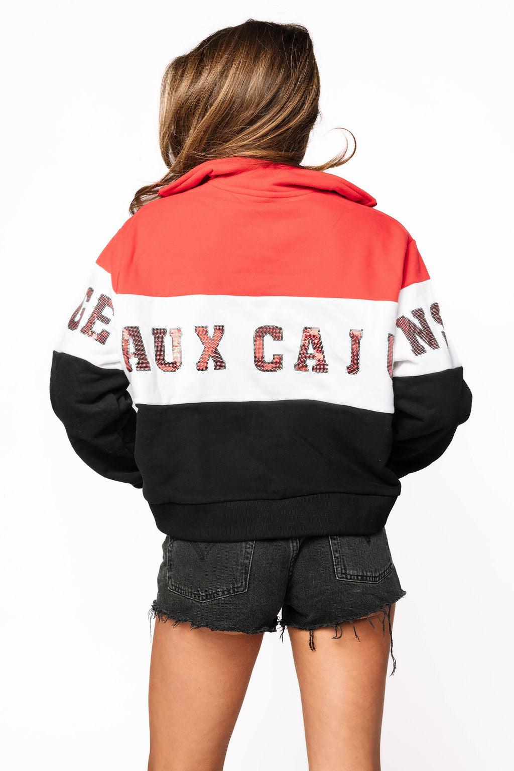 Licensed ULL Quarter Zip Colorblock Sweatshirt