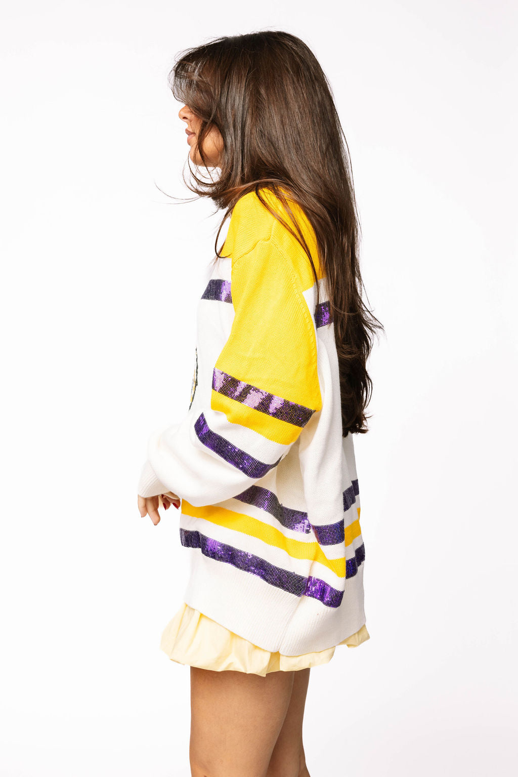 Licensed LSU Striped Colorblock Sweater