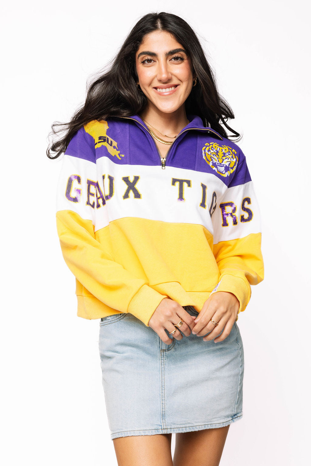 Licensed LSU Quarter Zip Colorblock Sweatshirt