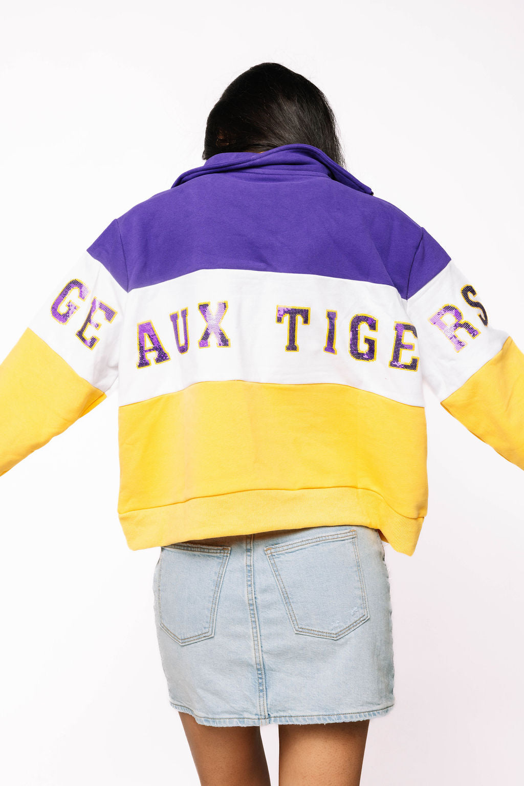 Licensed LSU Quarter Zip Colorblock Sweatshirt