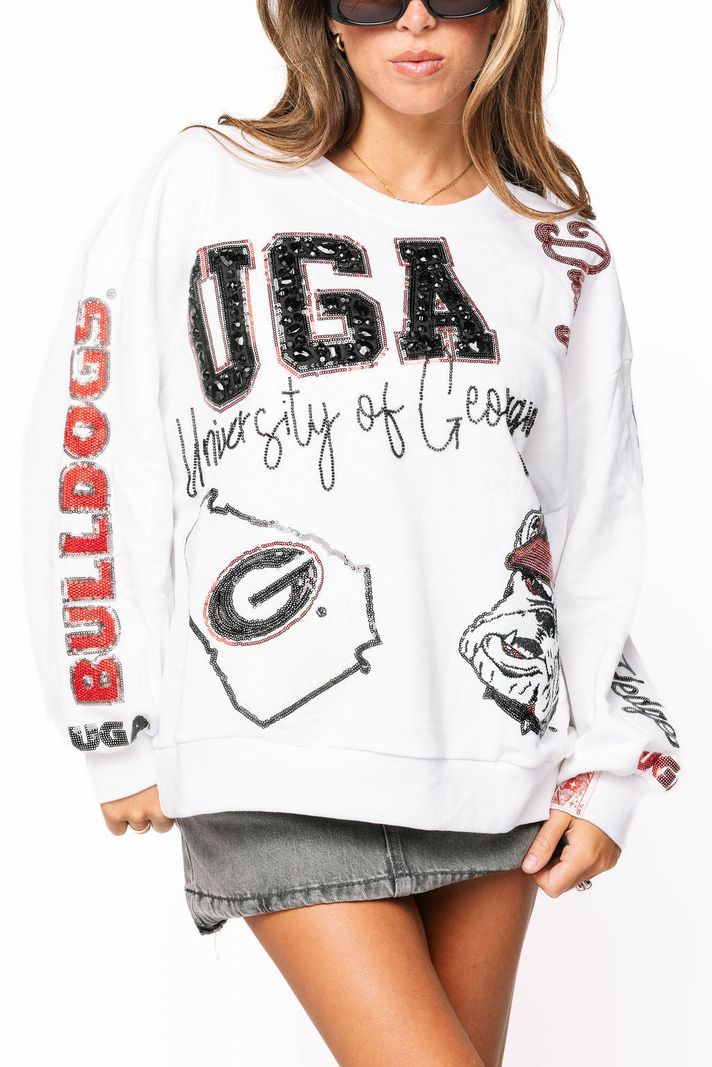 Licensed UGA Big Icons Scattered All Over Sweatshirt