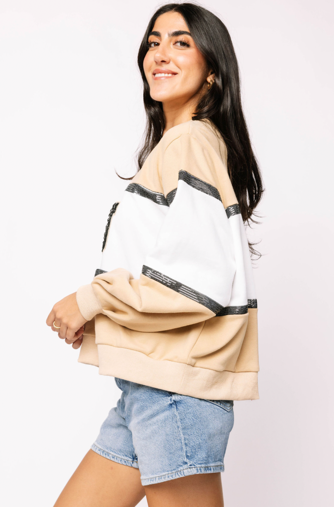 Licensed Sample - 'VU' Colorblock Jewel Letter Sweatshirt