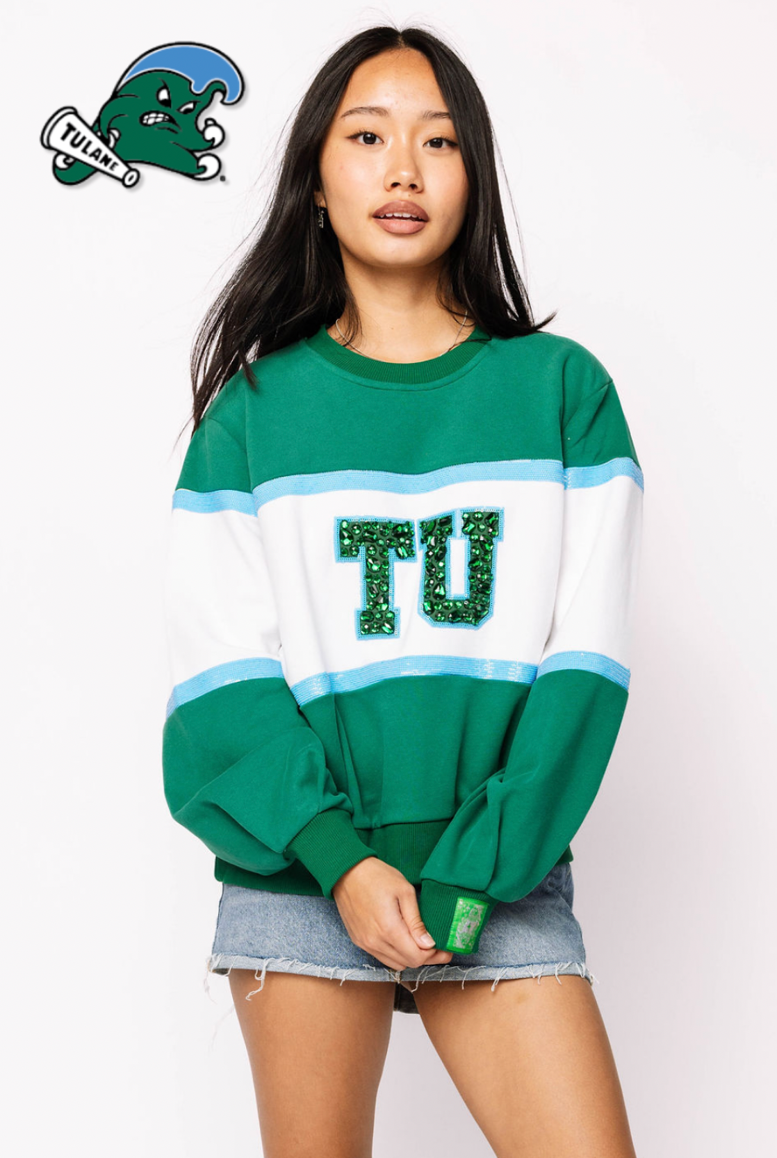 Licensed Sample - 'TU' Colorblock Jewel Letter Sweatshirt