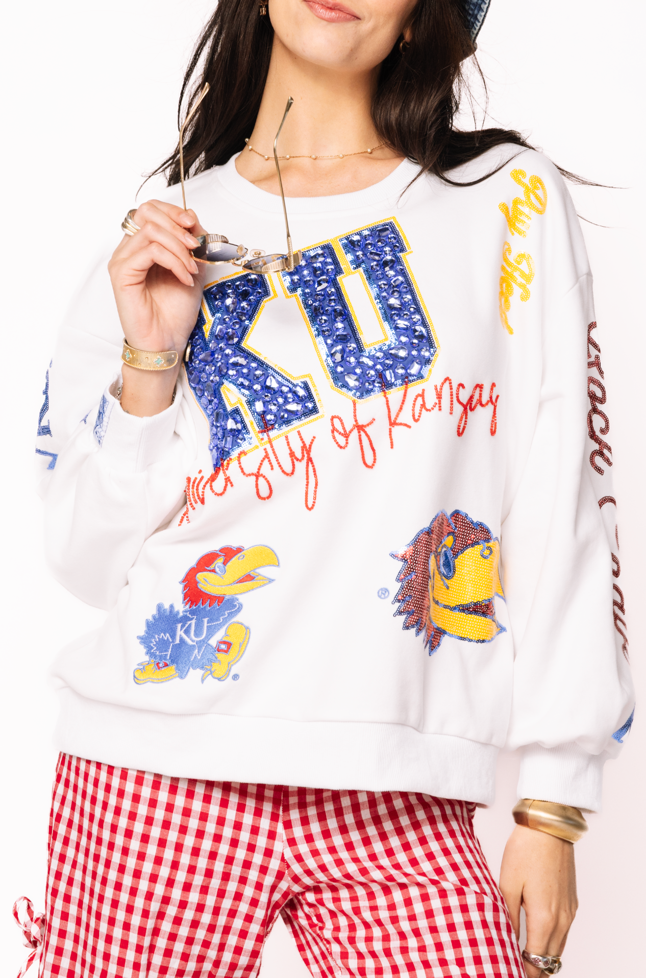 Licensed Kansas Big Icons Scattered All Over Sweatshirt