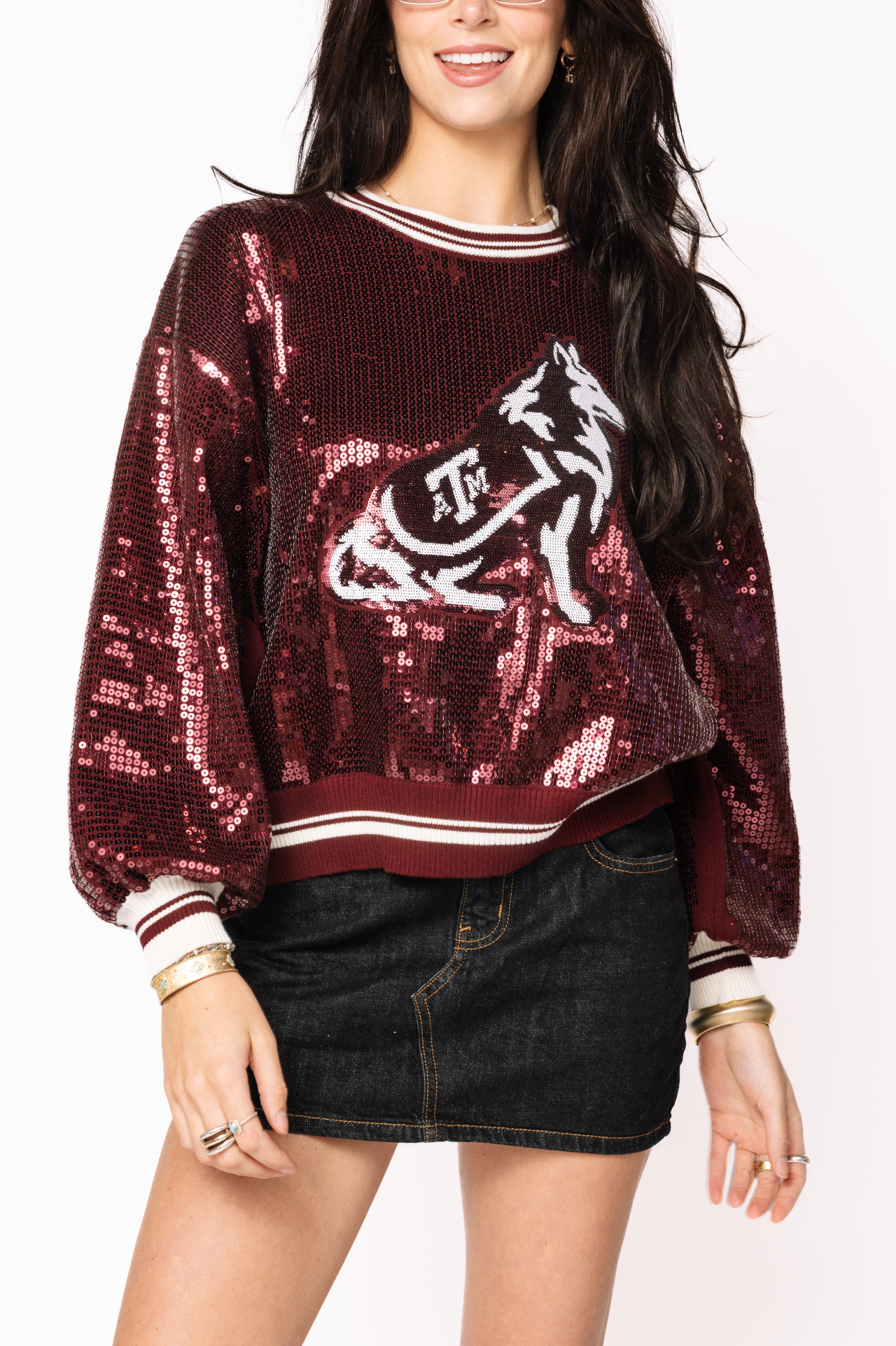 Licensed Texas A&M Full Sequin Mascot Sweater