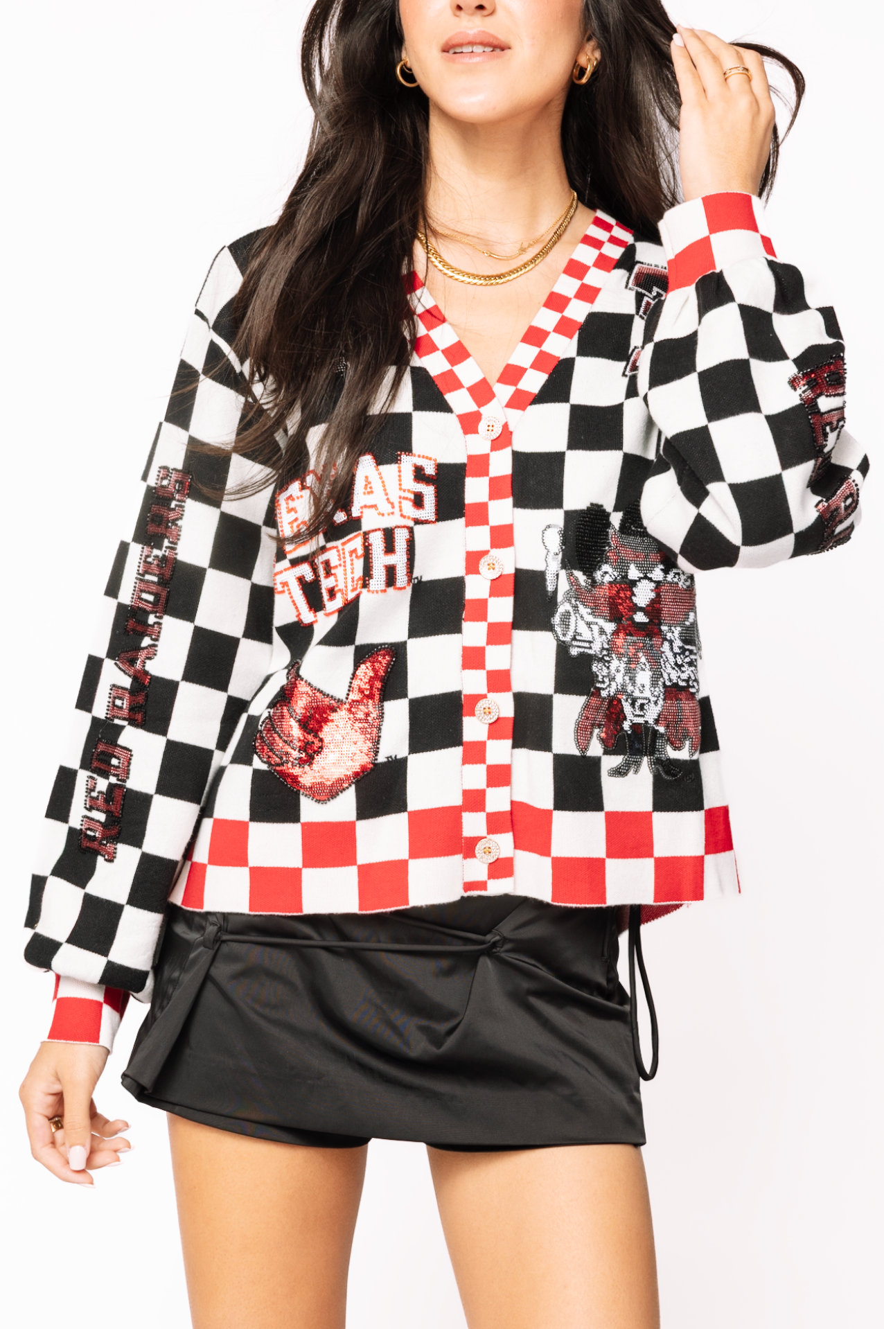 Licensed Texas Tech Checkered Team Icons Cardigan