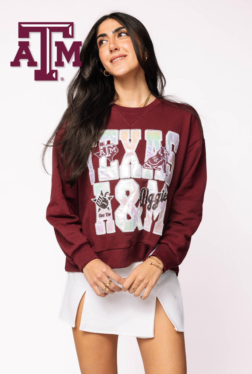 Licensed Texas A&M Metallic Word With Icons Sweatshirt