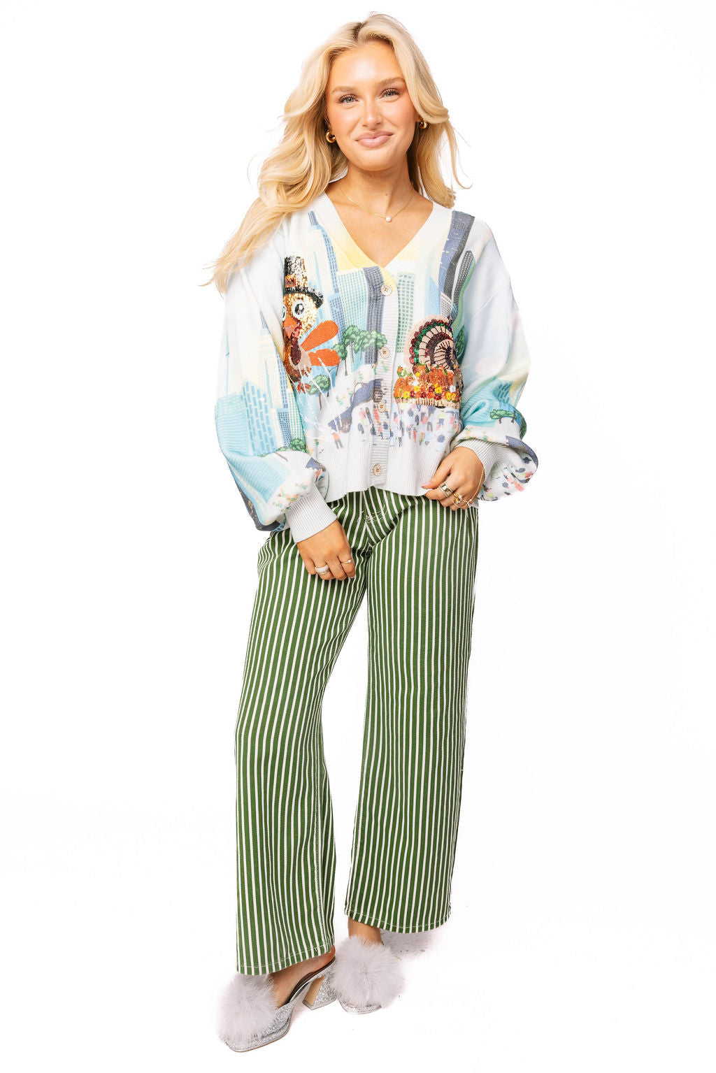 Multi Thanksgiving Parade Button Up Cardigan