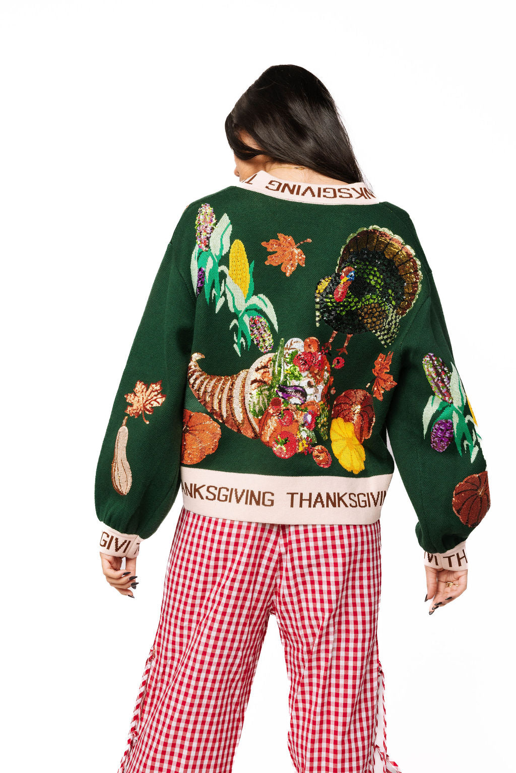 Dark Green 'Thanksgiving' Button Cardigan