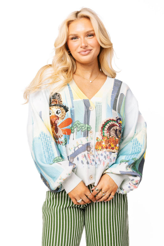 Multi Thanksgiving Parade Button Up Cardigan