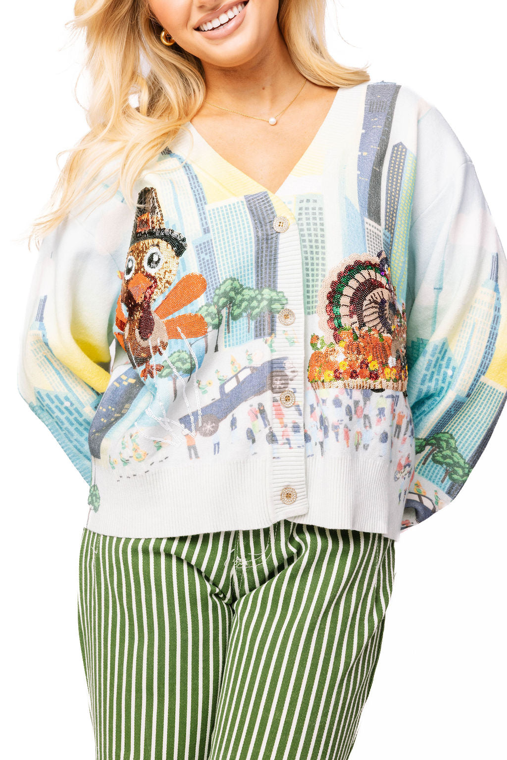 Multi Thanksgiving Parade Button Up Cardigan