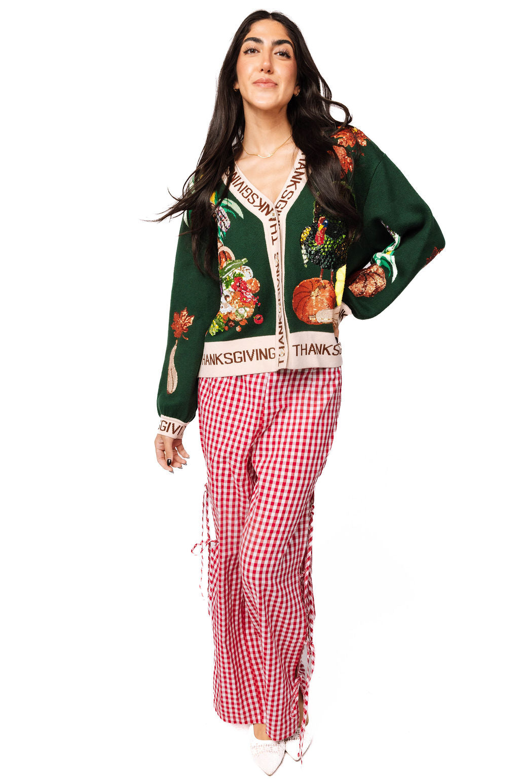 Dark Green 'Thanksgiving' Button Cardigan