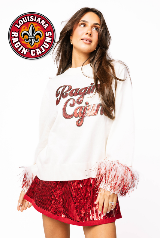 Licensed ULL Feather Sleeve Sweater