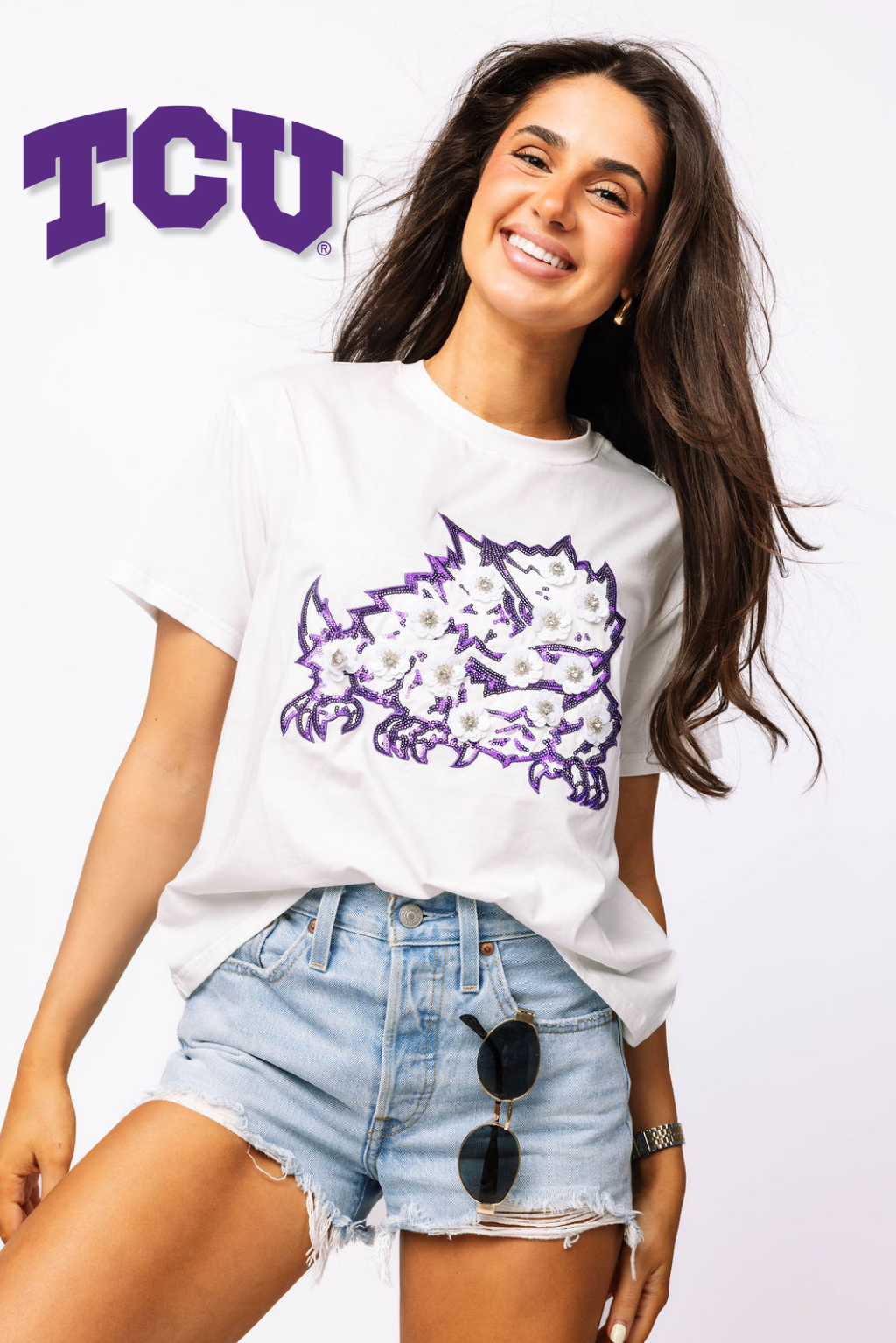 Licensed TCU Sequin Flower Tee