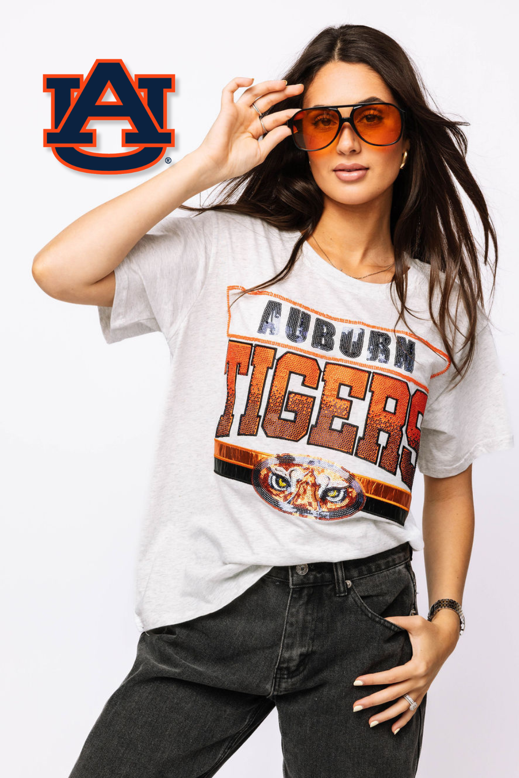 Licensed-Grey Vintage 'Auburn Tigers' Tee
