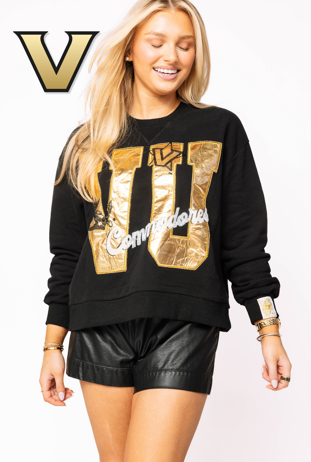Licensed Vanderbilt Metallic Word With Icons Sweatshirt
