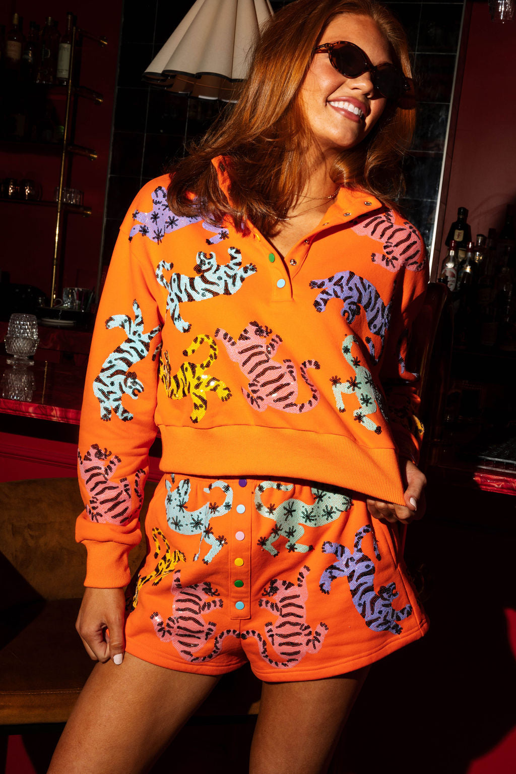 Orange Multi Crawling Tiger Short