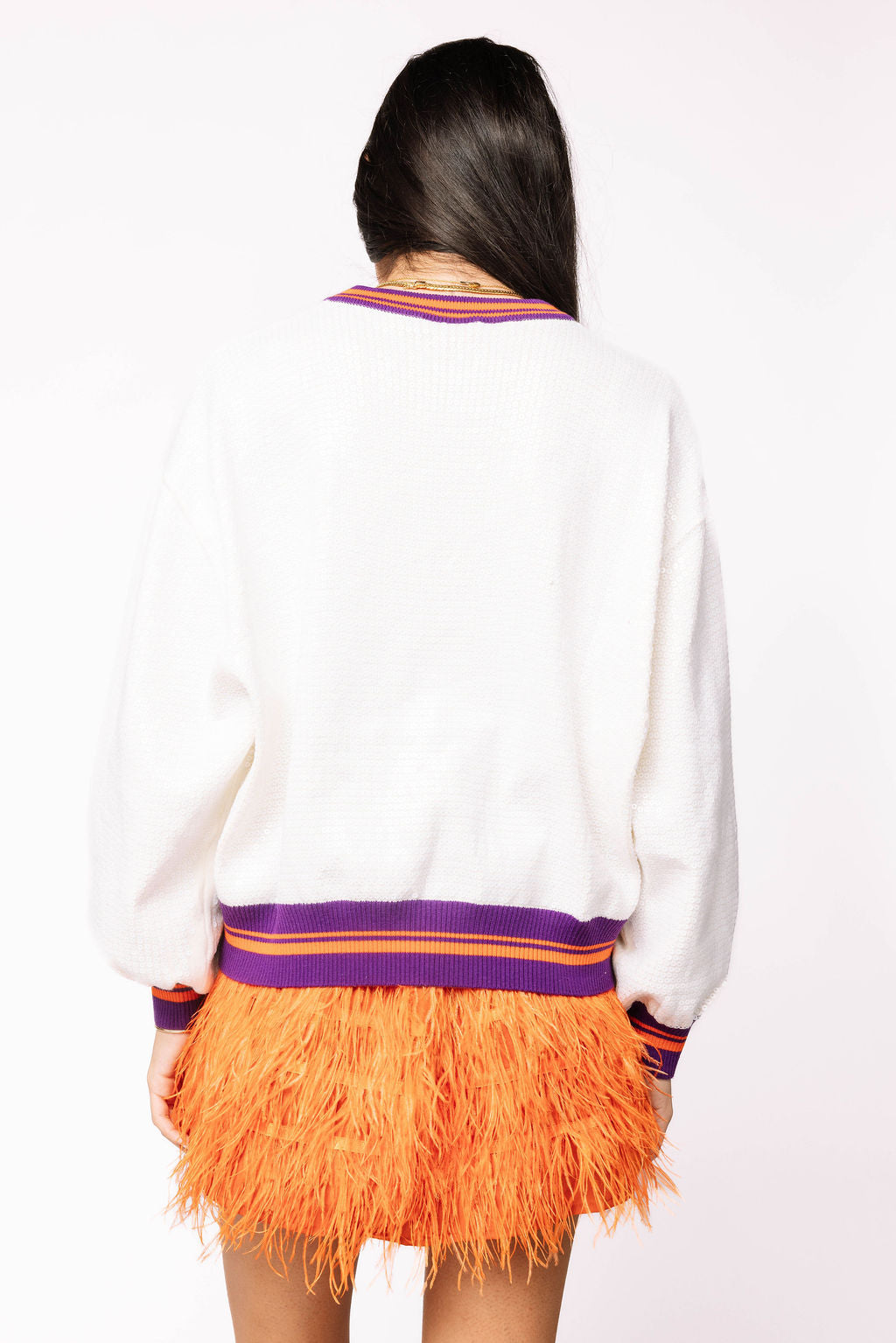 Licensed Clemson Full Sequin Mascot Sweater