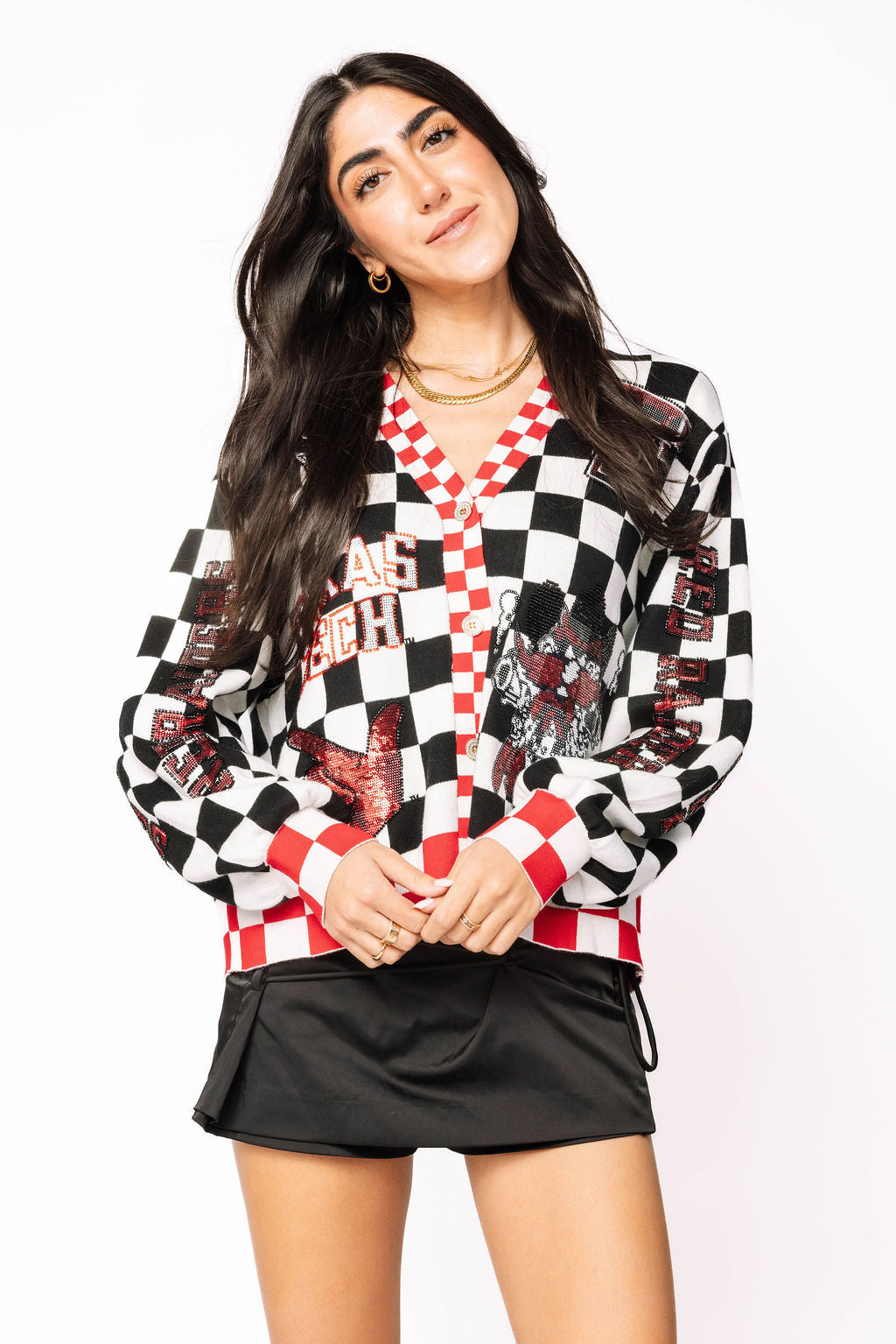 Licensed Texas Tech Checkered Team Icons Cardigan