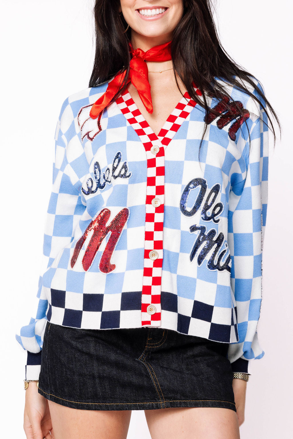 Licensed Ole Miss Checkered Team Icons Cardigan