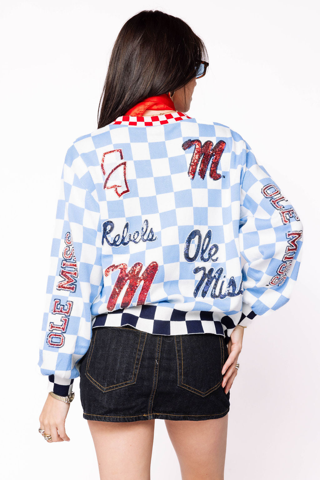 Licensed Ole Miss Checkered Team Icons Cardigan