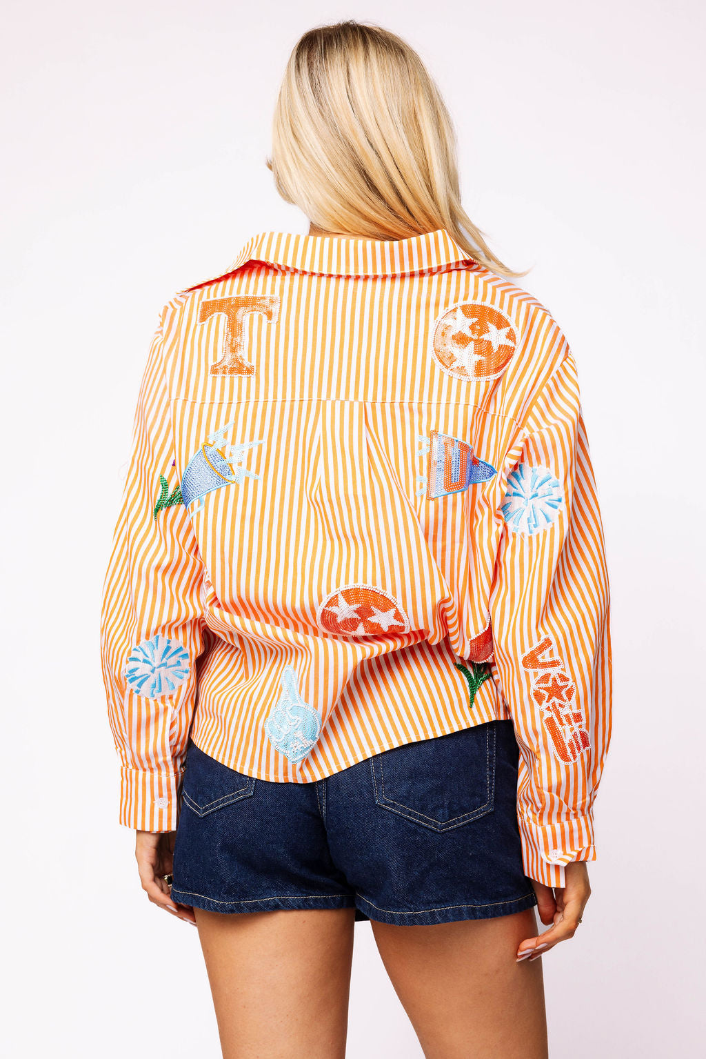 Licensed Tennessee Mini Icon Striped Button Down Long Sleeve Top