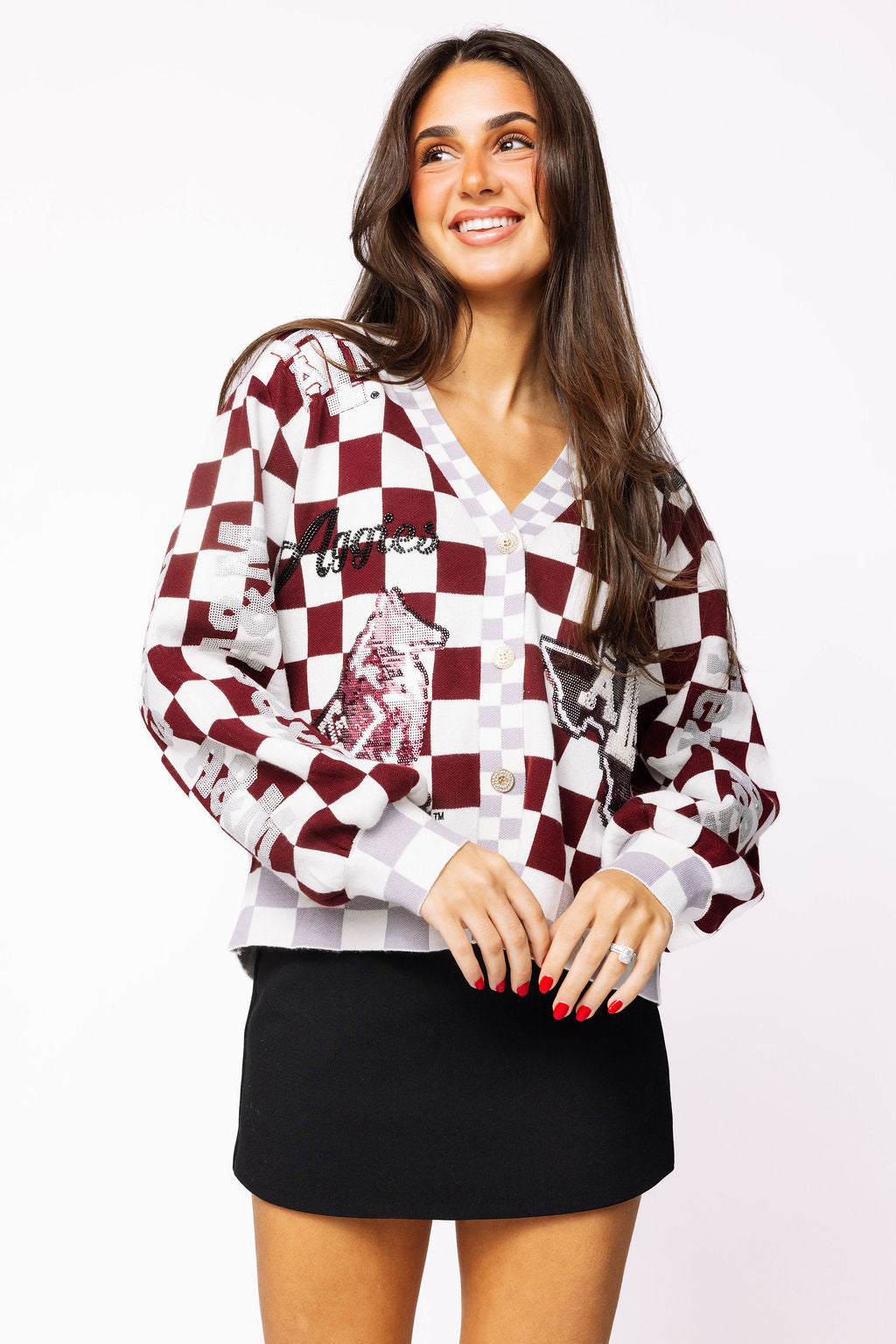 Licensed Texas A&M Checkered Team Icons Cardigan