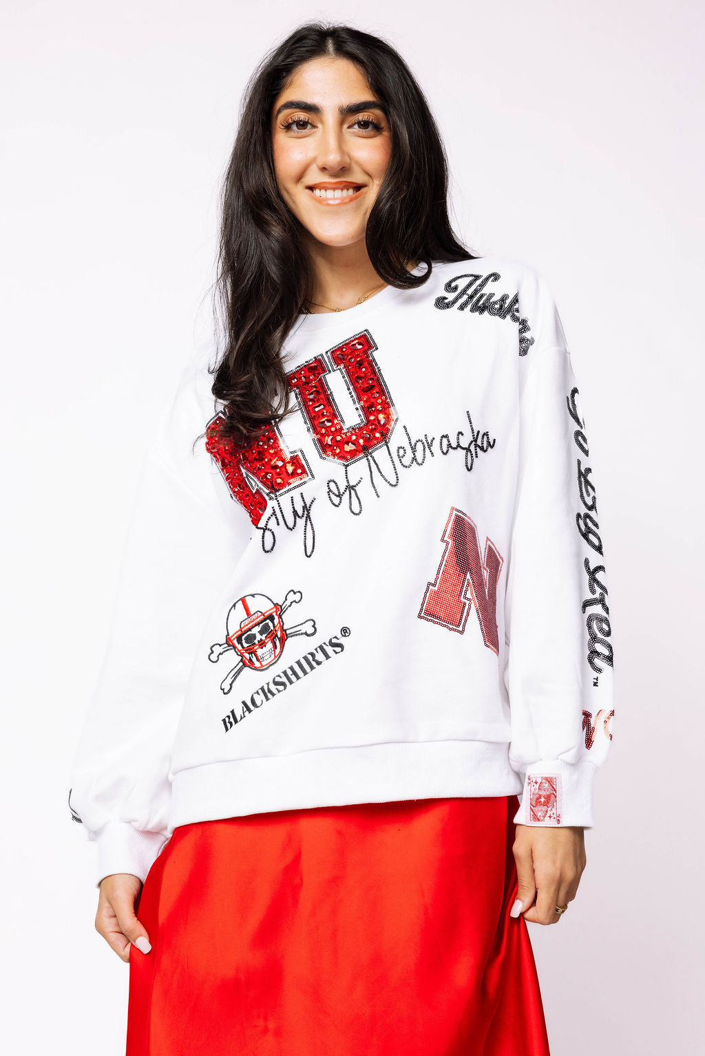 Licensed Nebraska Big Icons Scattered All Over Sweatshirt