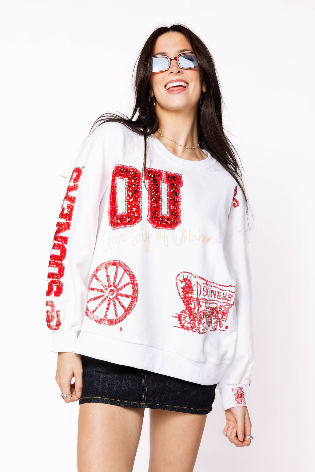 Licensed Oklahoma Big Icons Scattered All Over Sweatshirt