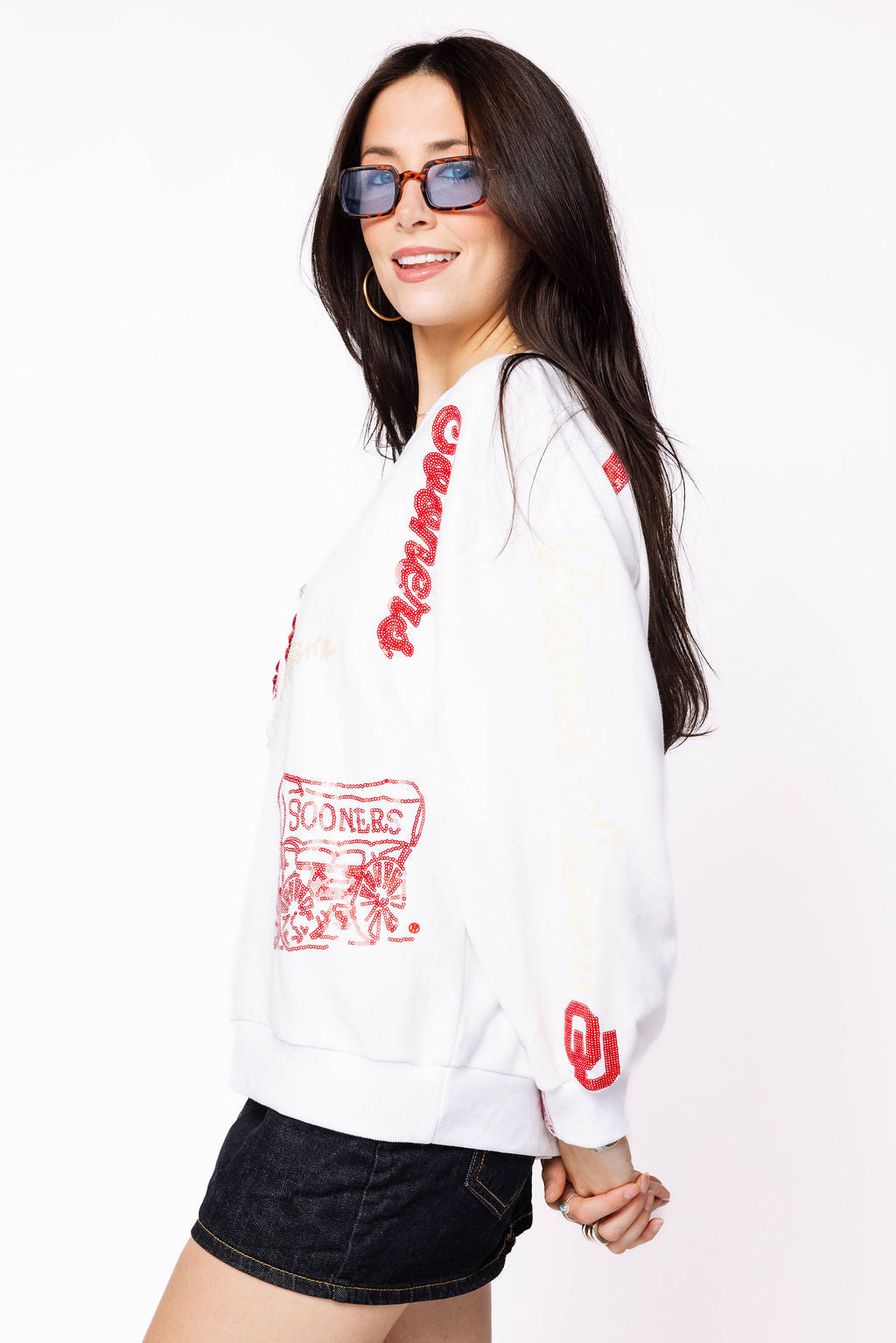 Licensed Oklahoma Big Icons Scattered All Over Sweatshirt