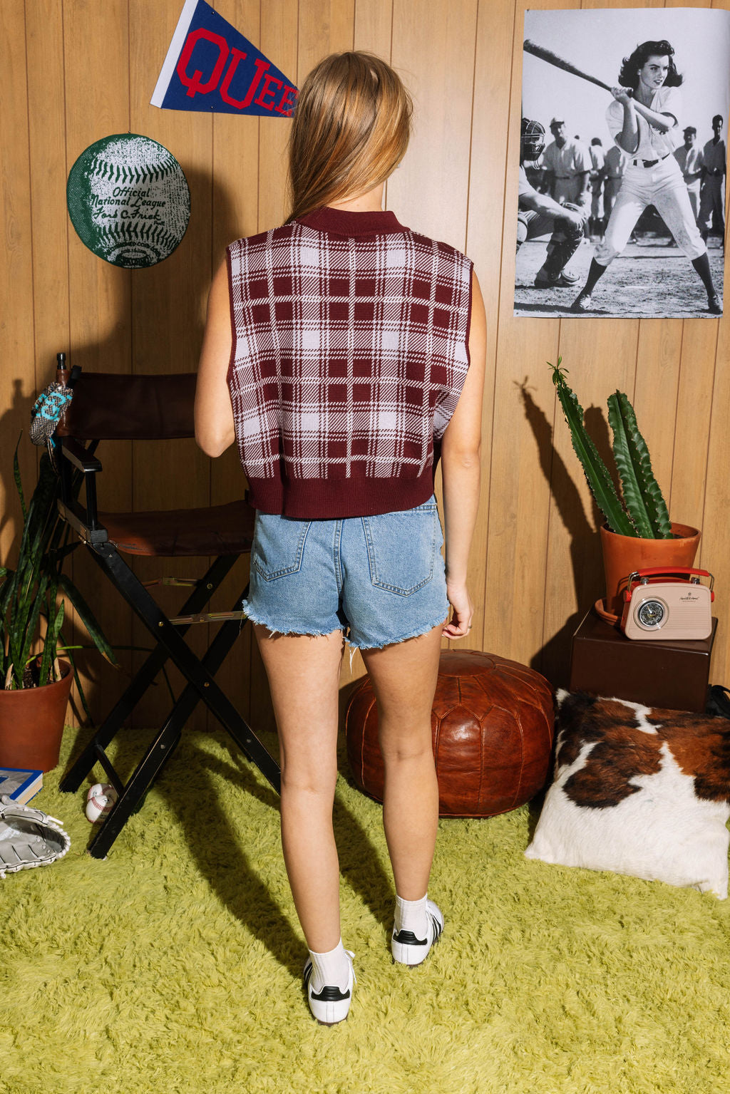 Licensed- Maroon & Grey Plaid Miss State Sweater Vest