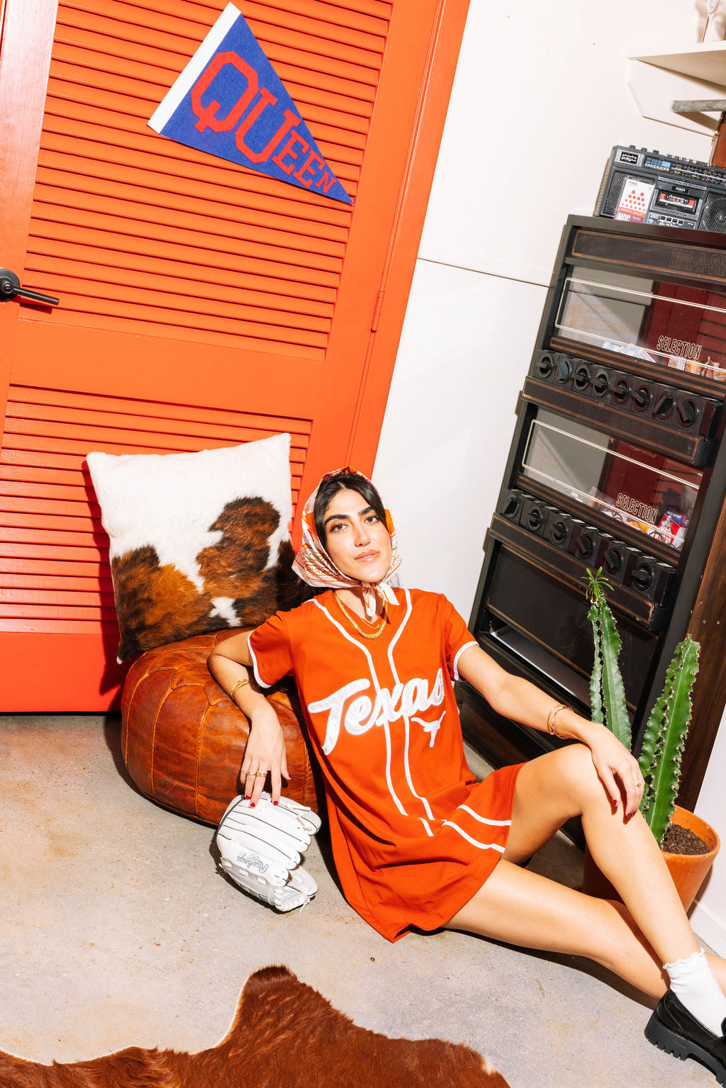 Licensed- Burnt Orange Texas Hook Em Baseball Jersey Tee Dress
