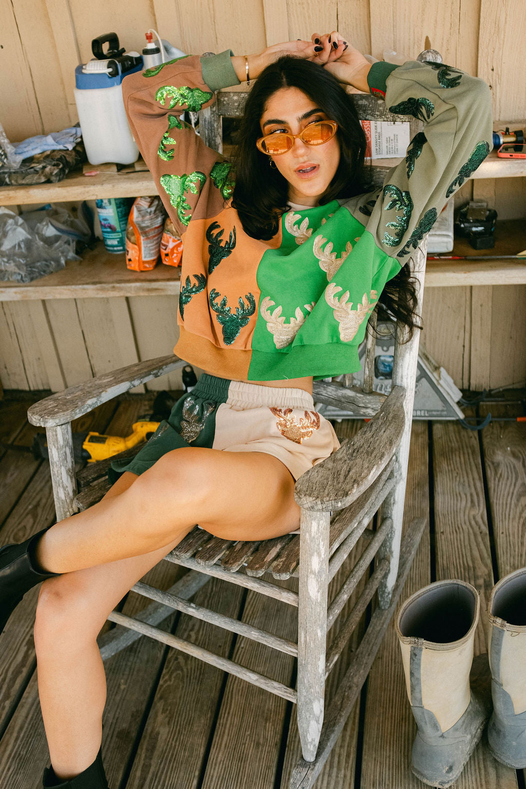 Colorblock Deer Head Short