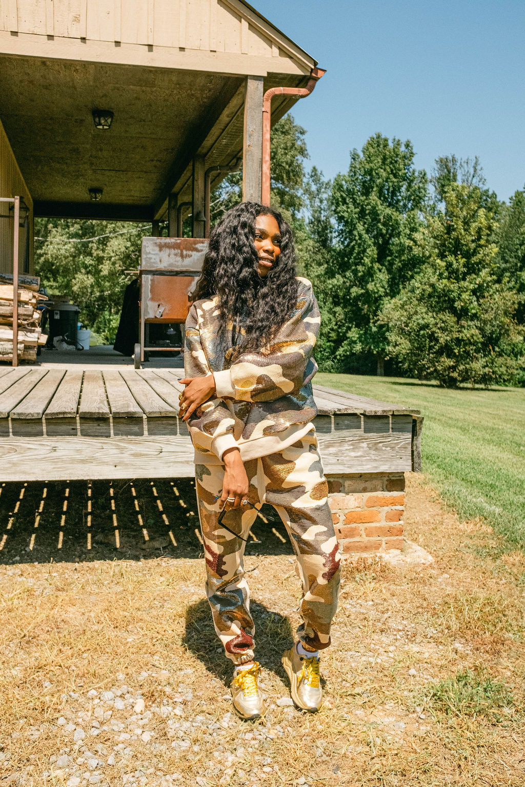 Green Full Sequin Camo Jogger