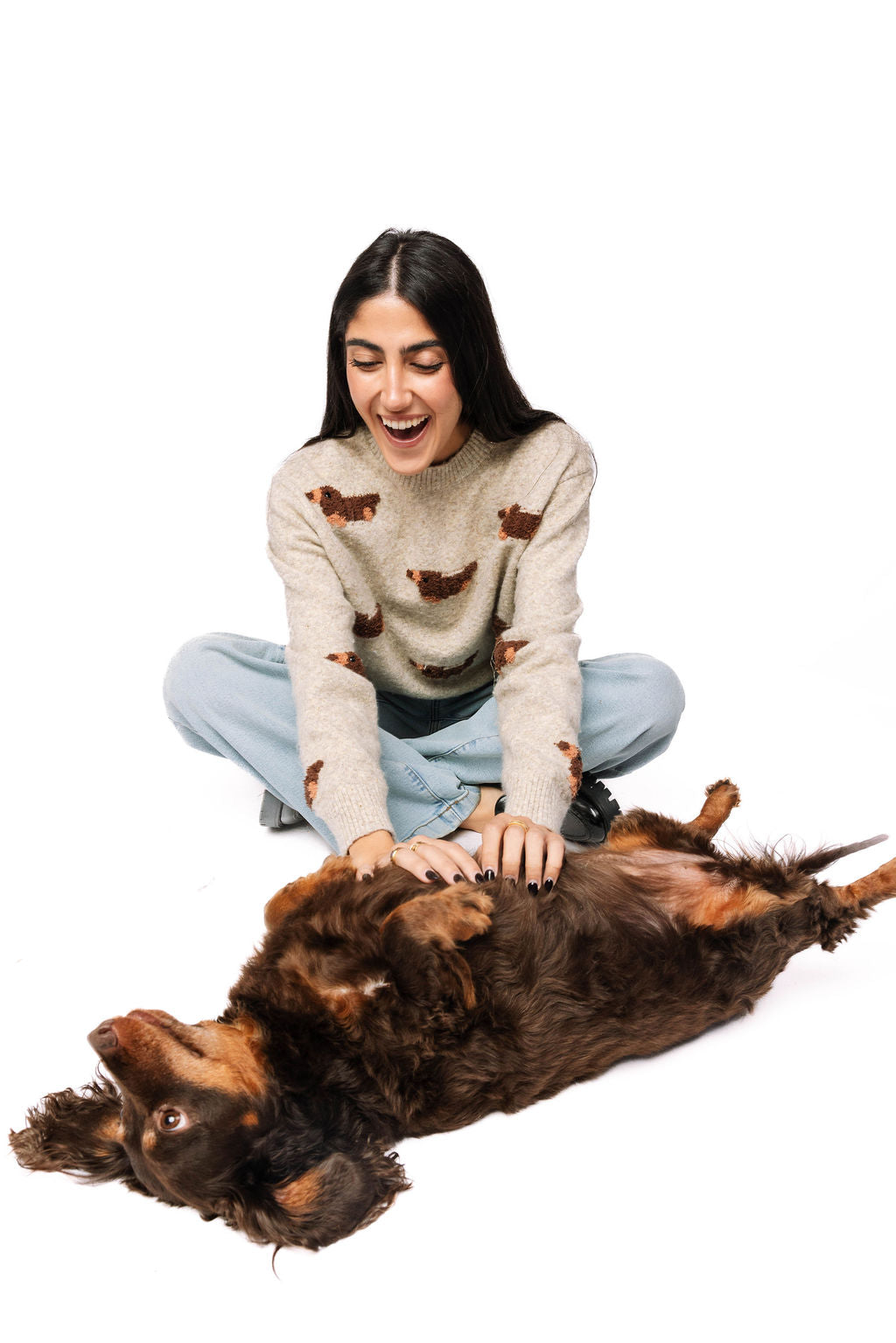 Grey Fuzzy Weenie Dog Sweater