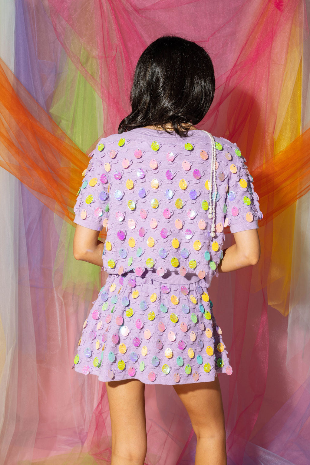 Lavender Easter Egg Pailette Sweater