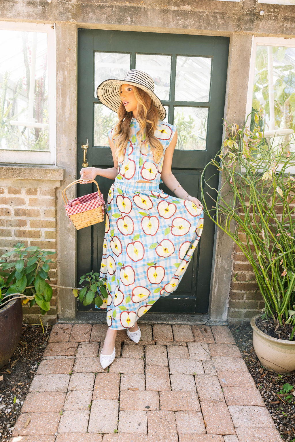 Blue Plaid Cotton Apple Slice Button Up Tank