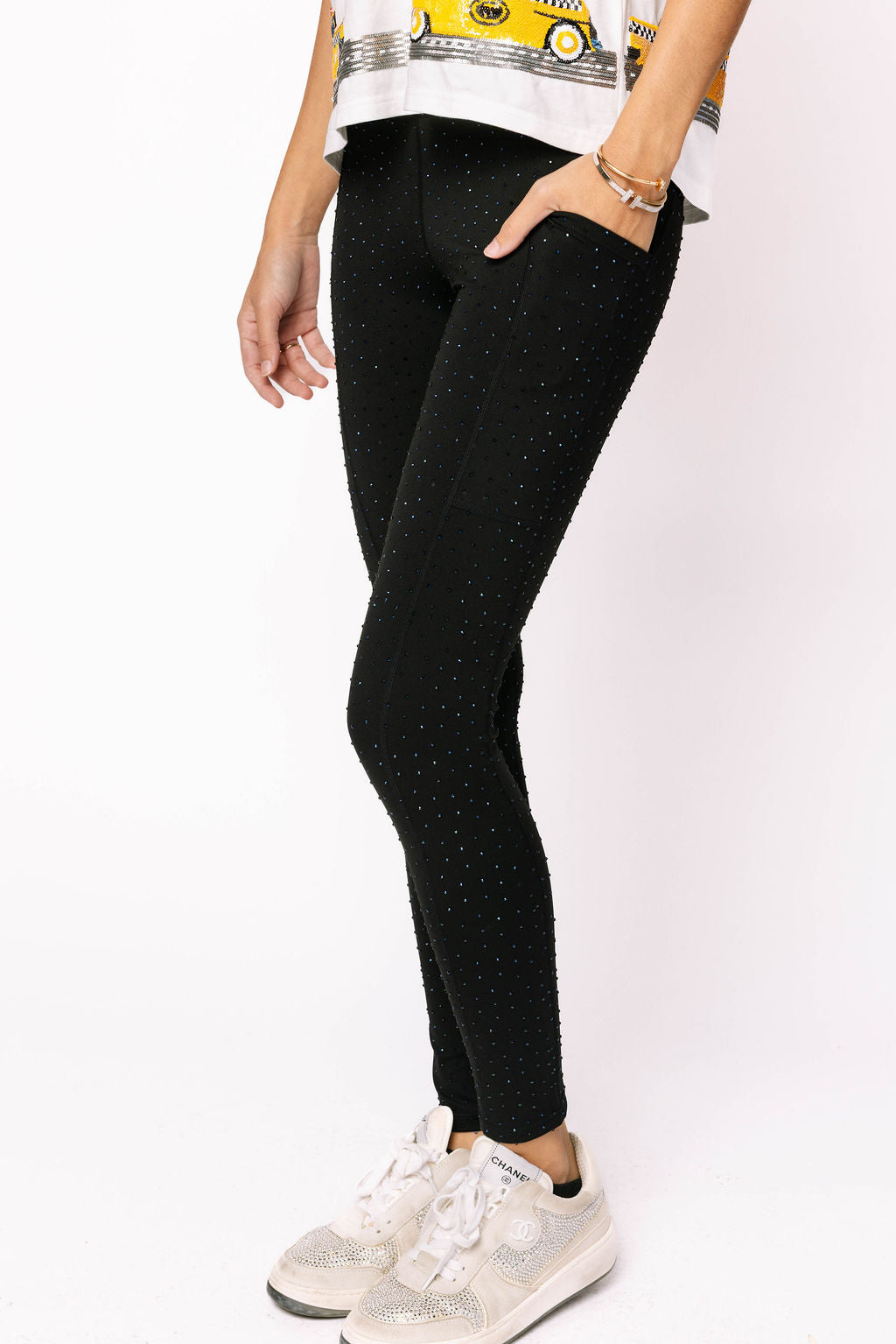 Black Scattered Rhinestone Legging