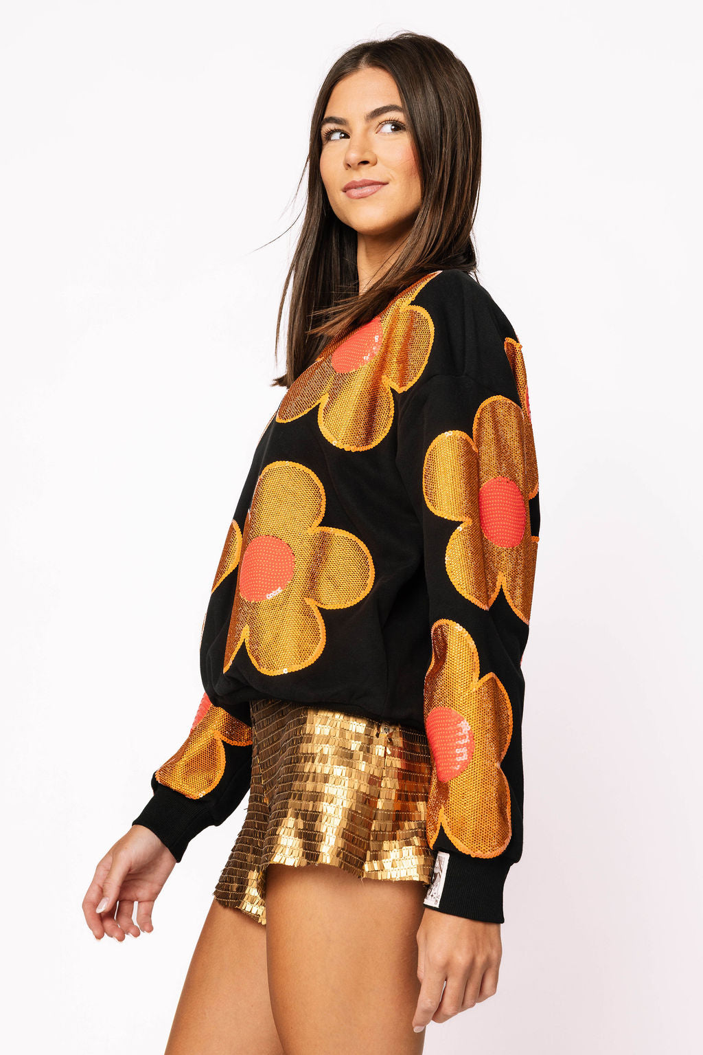 Black, Gold & Red Oversized Flower Sweatshirt